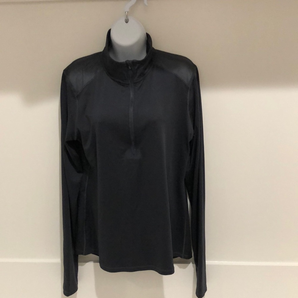 Victoria Secret Sport Zip Front Pullover Black Top Size Large